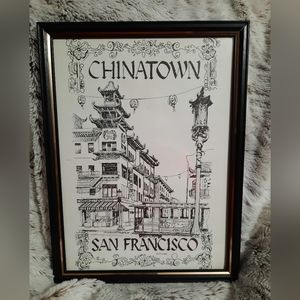 Rare Joe Jaqua Chinatown San Francisco California Art Print Vtg Frame 8x12” DBM